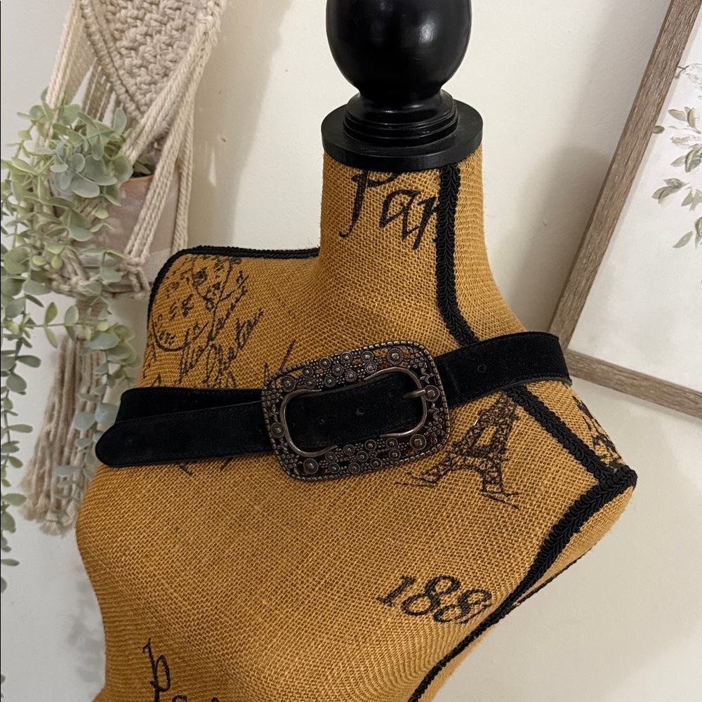 Free People Black Belt with Silver Buckle NWOT